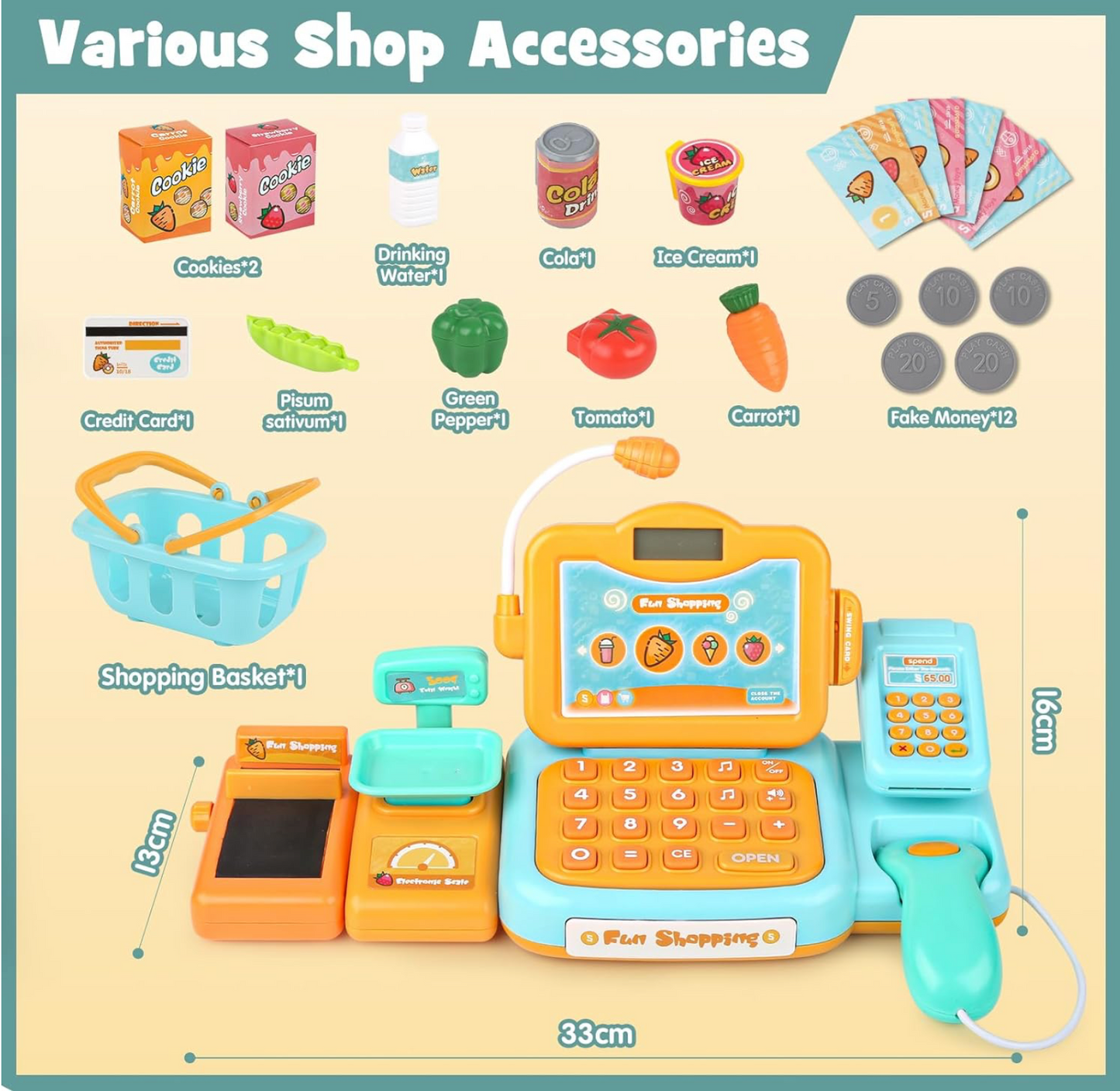 Caja registradora con escáner y calculadora digital
