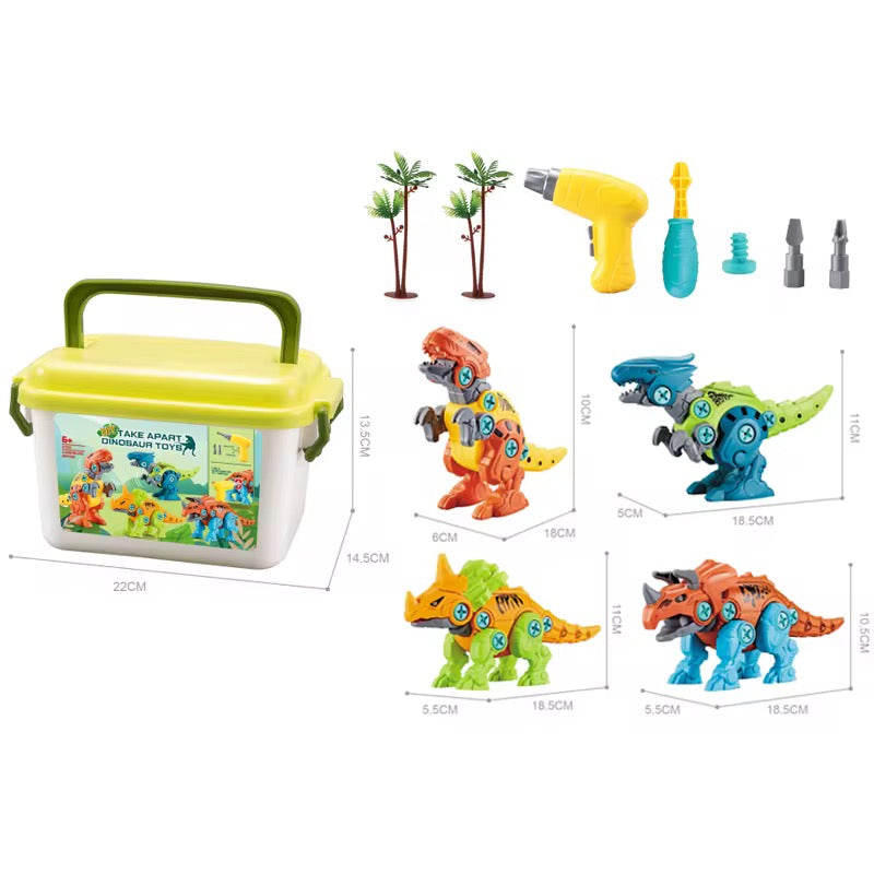 Caja de dinosaurios armables con destornillador