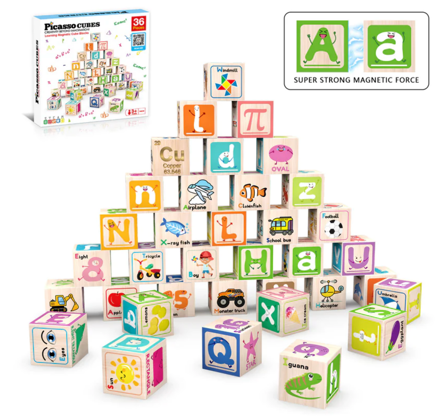 Cubos de abecedario y vocabulario imantados - Picasso