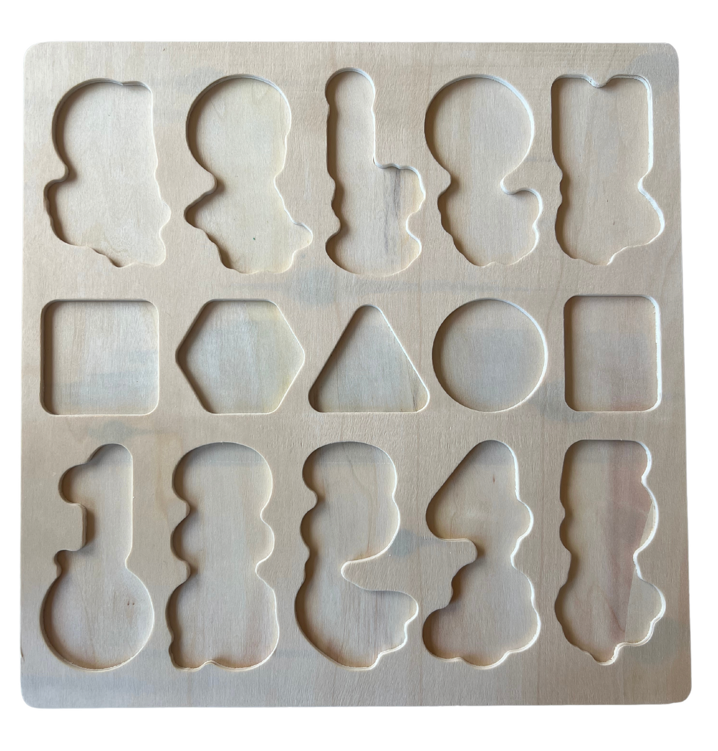 Tabla encajable - vocales, números y figuras geométricas