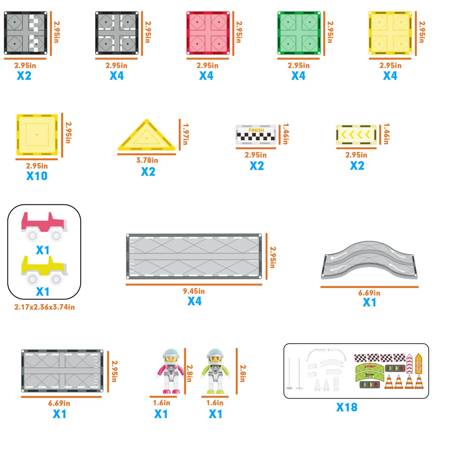 Pista de carreras de coches con deslizadores de bloques magnéticos - Picasso