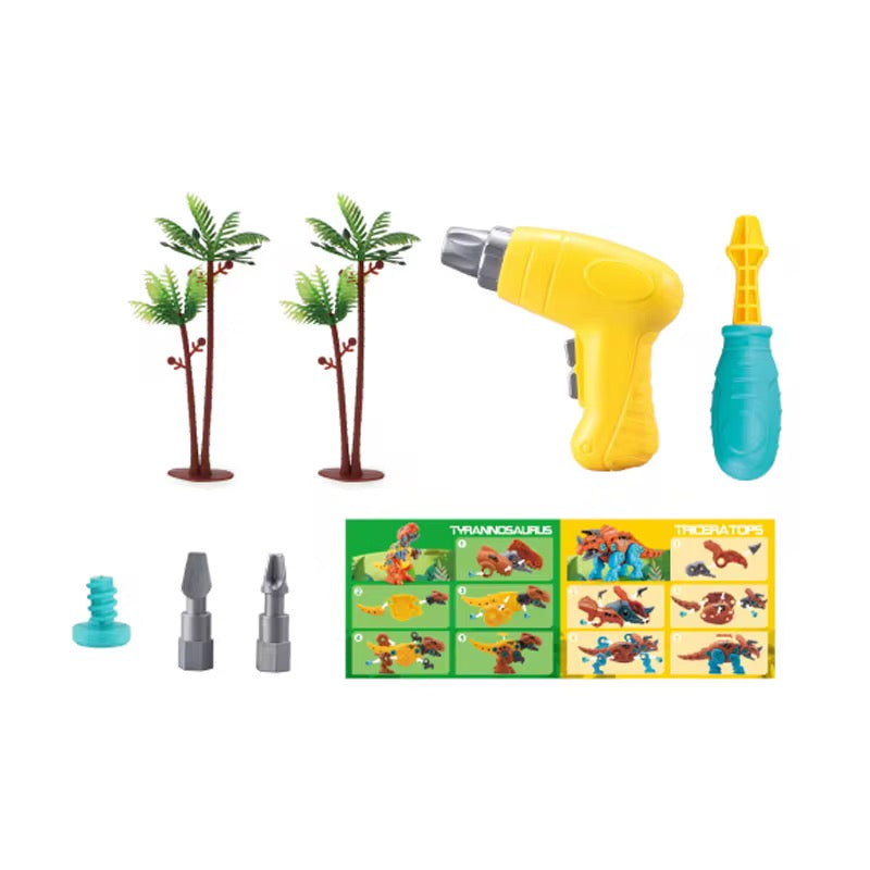 Caja de dinosaurios armables con destornillador