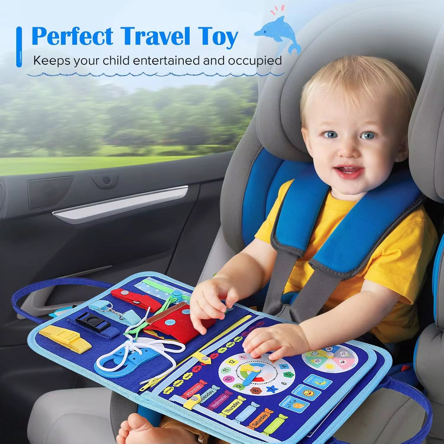 Libro sensorial - azul dinosaurios