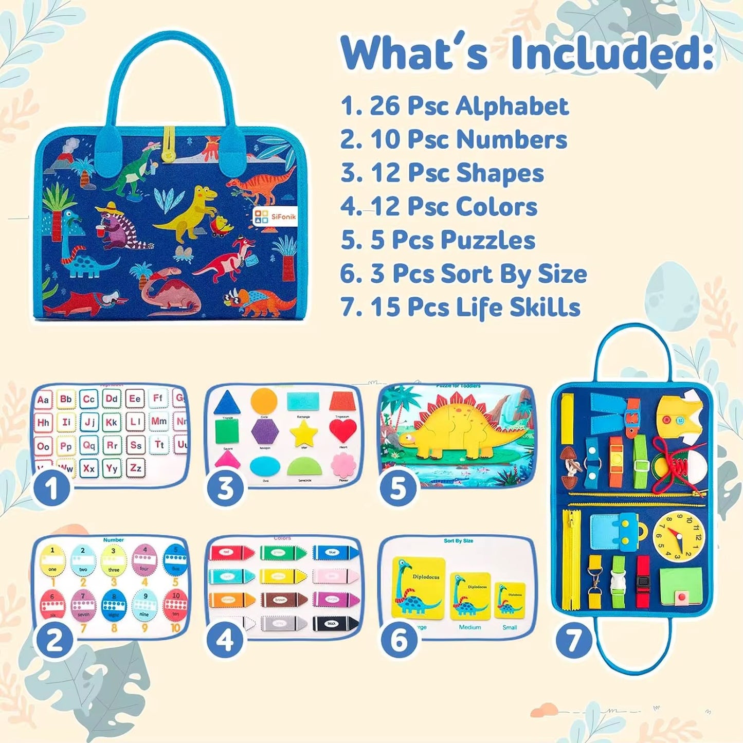 Libro sensorial - azul dinosaurios