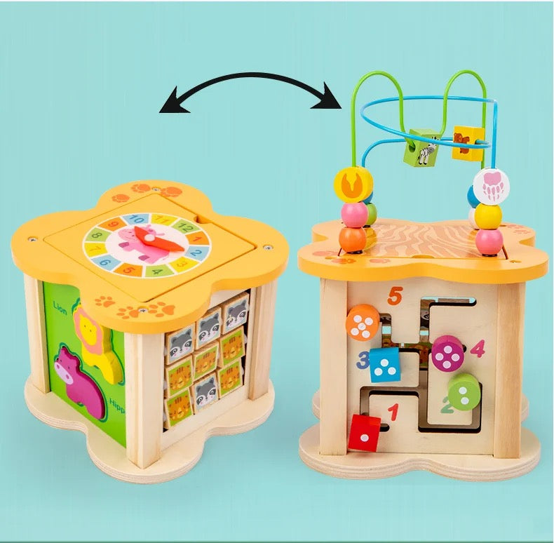 Cubo multifuncional con laberinto